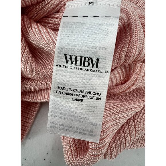 WHBM Medium Pink Ribbed Halter Top Sleeveless Keyhole Mock Neck Sweater Shell - Picture 4 of 11